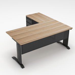 Indigo Series L-Shaped Laminate Office Desk with C-Legs