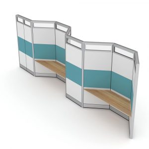 Render of Freestanding Office Divider Wall with Workstations, Touchdown Spaces