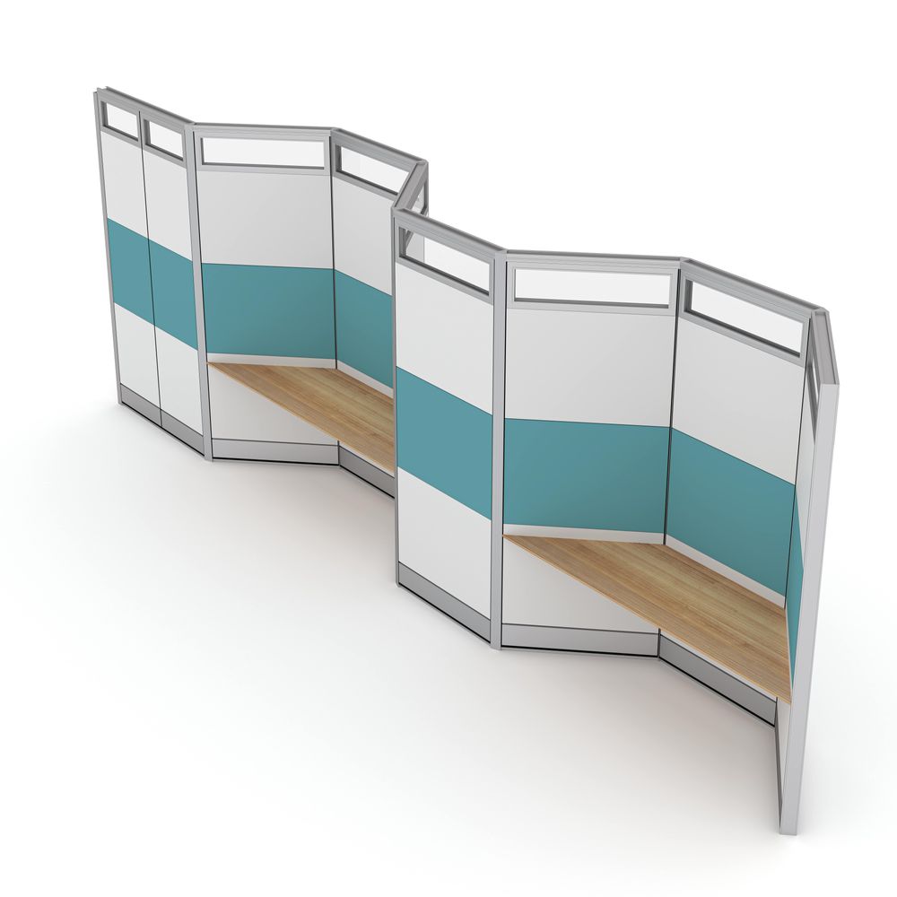 Render of Freestanding Office Divider Wall with Workstations, Touchdown Spaces
