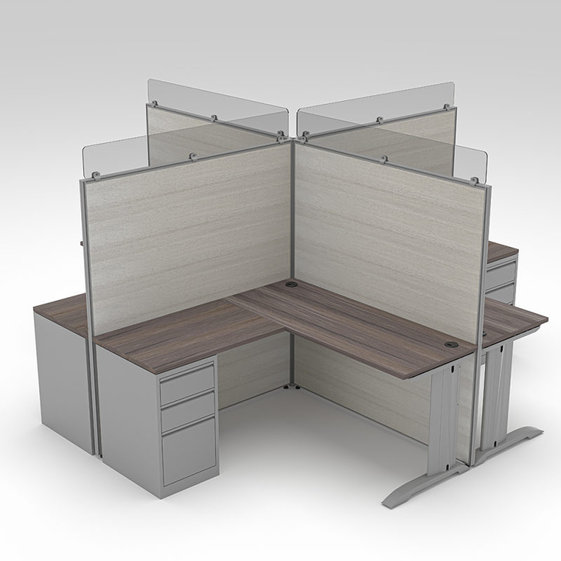 4-Person L-Shaped Cubicle Workstations SAPslim Cubicle System