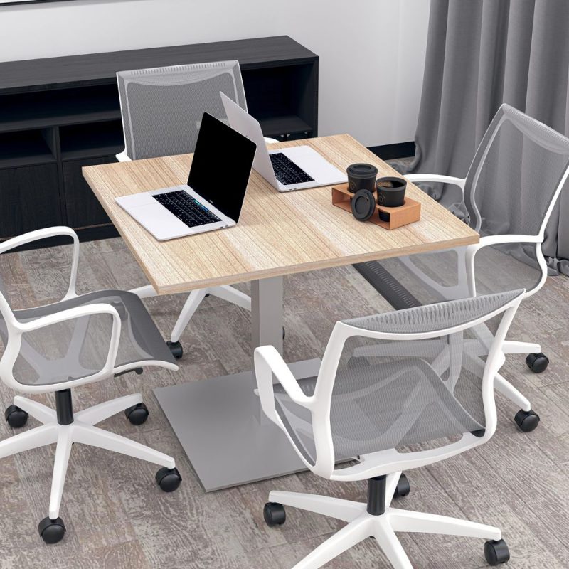 Render of 36" Square Conference Table with Metal Base