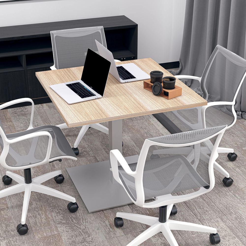 Render of 36" Square Conference Table with Metal Base