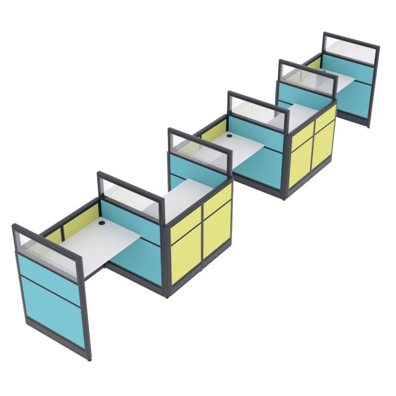 Render of 5-Person Call Center Workstations