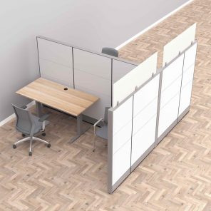 Render of Cubicle Wall Office Dividers with Sit-to-Stand Desks