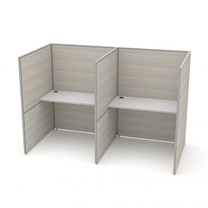 Render of 2-Person U-Shaped Call Center Cubicle Workstations