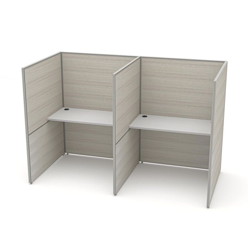 Render of 2-Person U-Shaped Call Center Cubicle Workstations