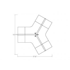 Footprint of the 3-person office cubicle workstations