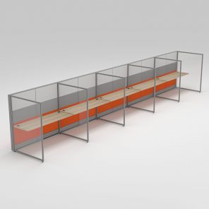 Render of 5-Person Call Center Cubicle Workstations