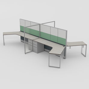 4-Person 120 Degree Cubicle Workstation SAPslim Cubicle Collection Sapphire Cubicle Collection