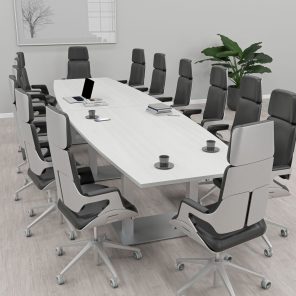 14 Person Conference Table With Metal Bases