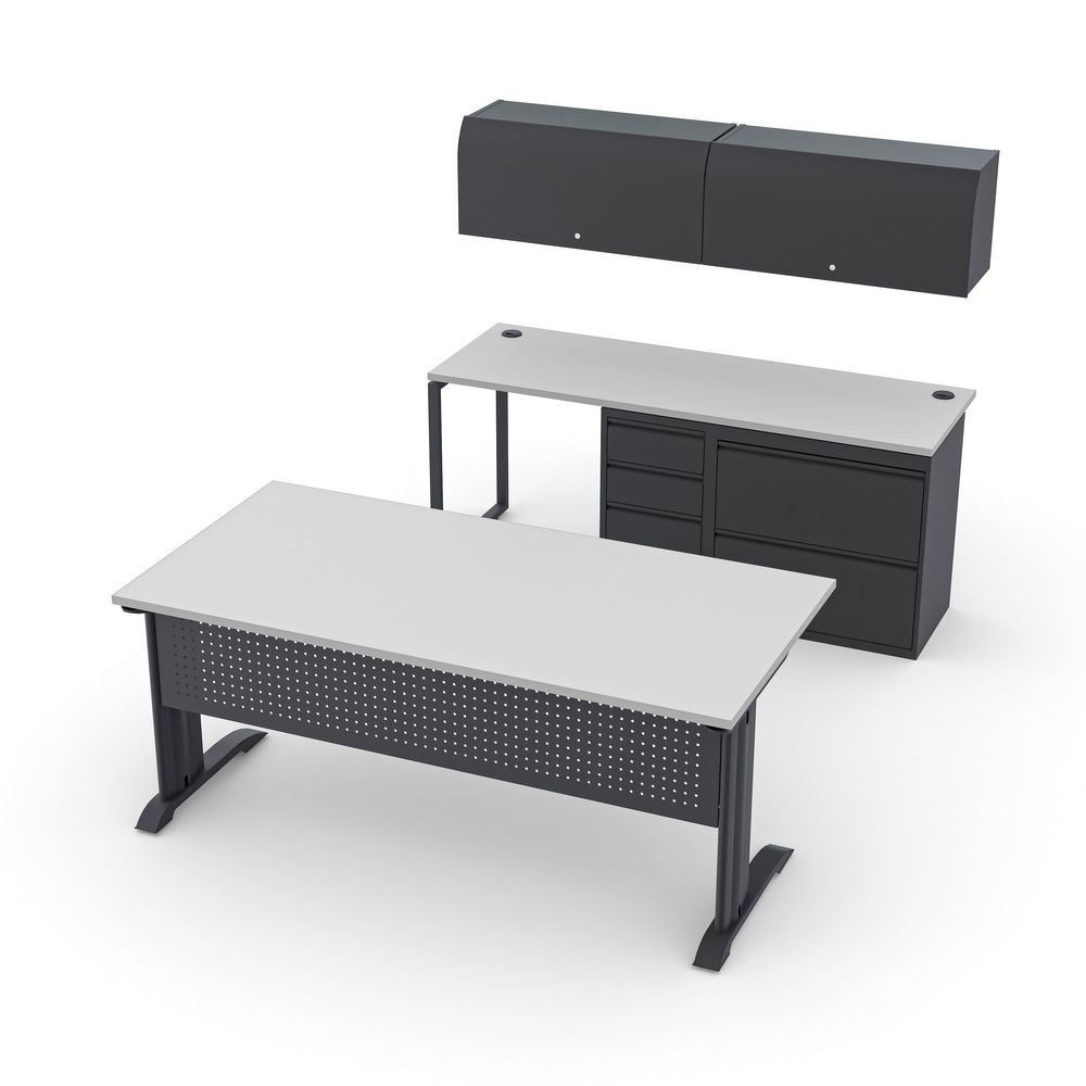 Render of Executive Desk Suite with Overhead Bin