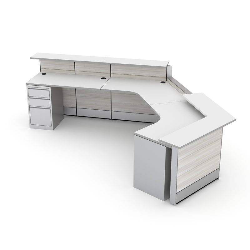 Curved ADA Reception Desk Sapphire Cubicle System