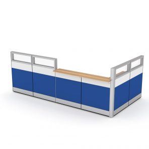 Render of L-shaped office reception desk