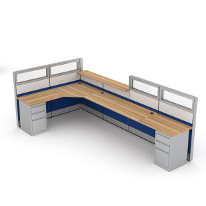 L-Shaped Office Reception Desk Sapphire Cubicle System