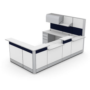 Modern ADA Reception Desk Sapphire Cubicle System