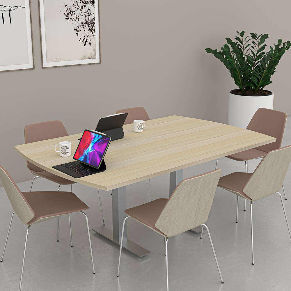 6-Foot Arc Rectangle Conference Table T Bases