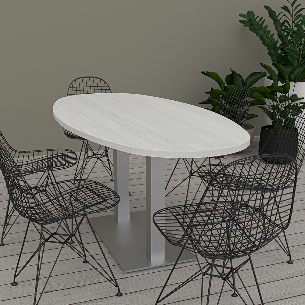 6 Foot Boval Conference Table Square Base