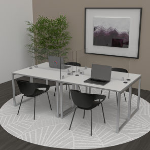 Nova Desking System With Acrylic Dividers 24X48 Seats 4