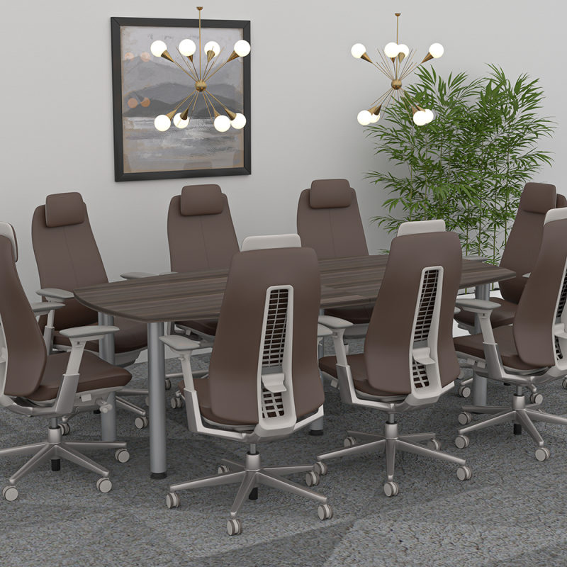 8' Arc Boat Conference Table With Post Legs