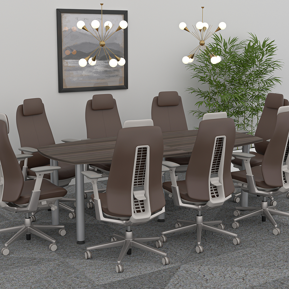8' Arc Boat Conference Table With Post Legs