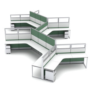 12 Person Sapphire Cubicles L-Shaped
