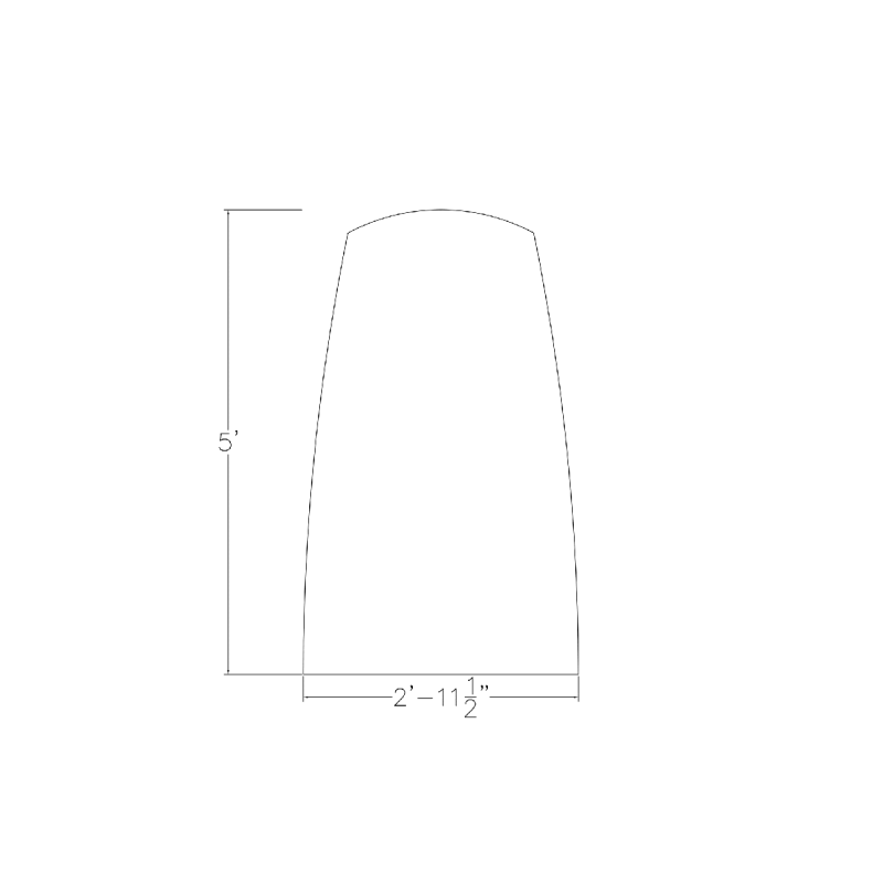 36x60 Arc Boat Huddle Table Footprint