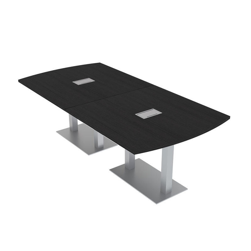 4x8 Arc Rectangle Conference Table Double Bases Silver Electrical Unit