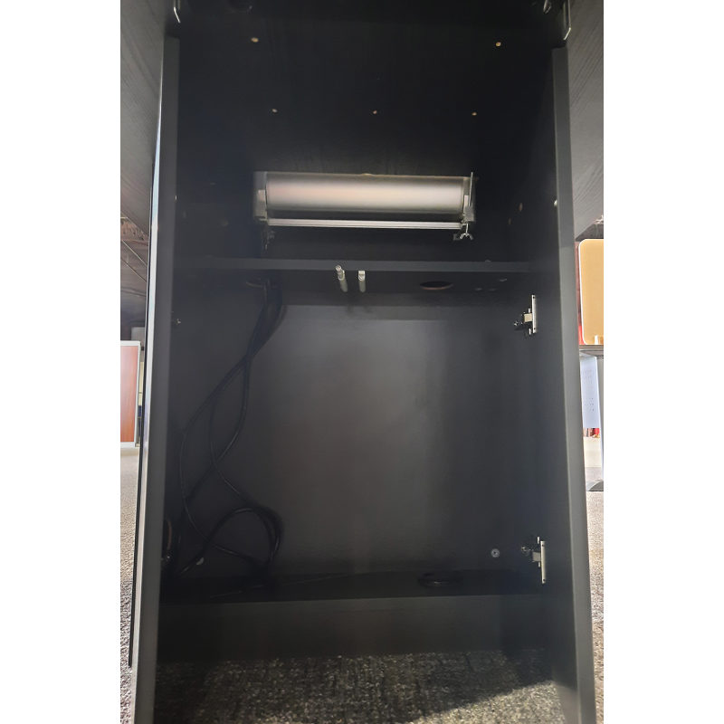 Inside view showing ample room to store all types of cables. From electrical to data.