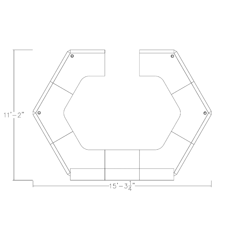 Sapphire Cubicle Round Reception Desk Footprint