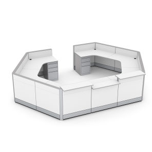 Round Reception Desk Sapphire Cubicle Scene