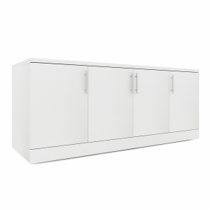 Sol Credenza 4 Doors White Silver Handles