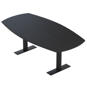 HArmony Conference Table 4x6 Arc boat Black T bases Black Cypress