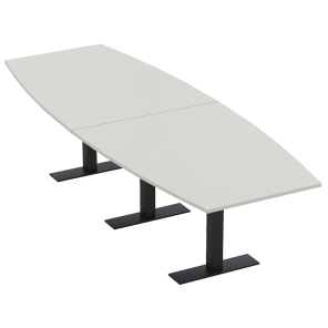 Harmony Boat 10' Conference Table Black T Bases Light Gray