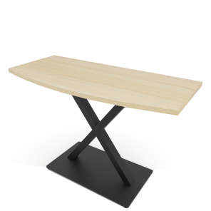 20x45 Arc Rectangle Console Table Matte Black X Base Maple Top