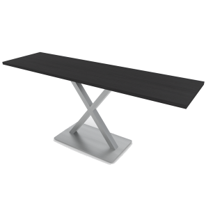 20x70 Console Table With Silver X Base Black Cypress Top