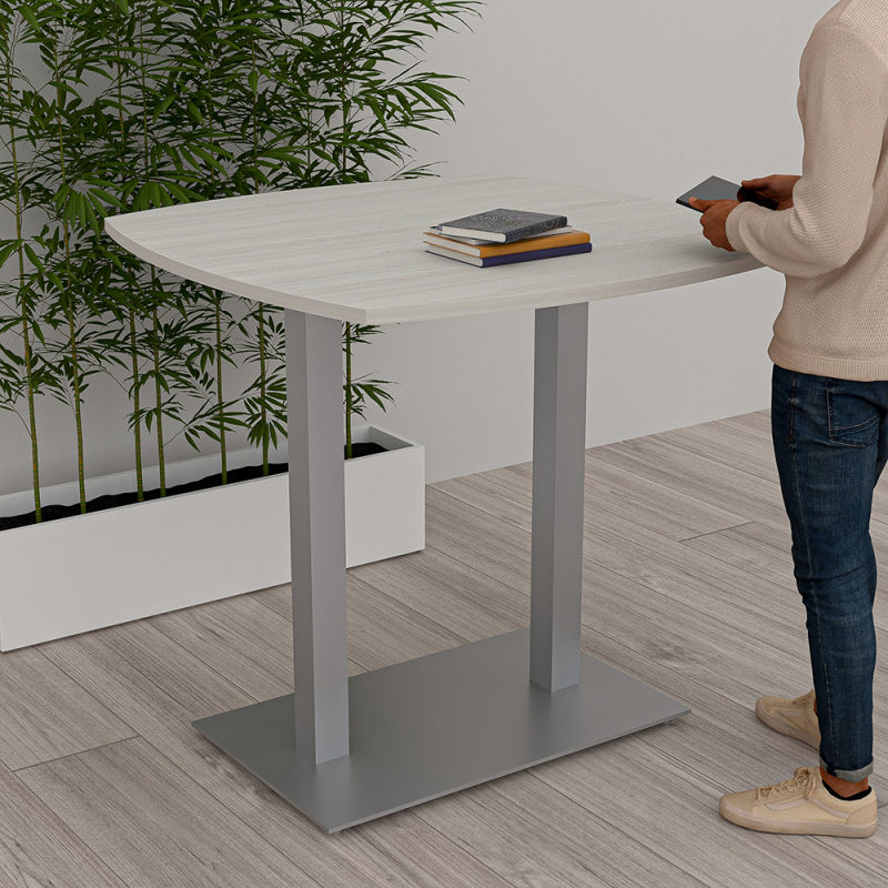 Harmony Series Bistro Height Office Table Arc Boat Shape Double Base