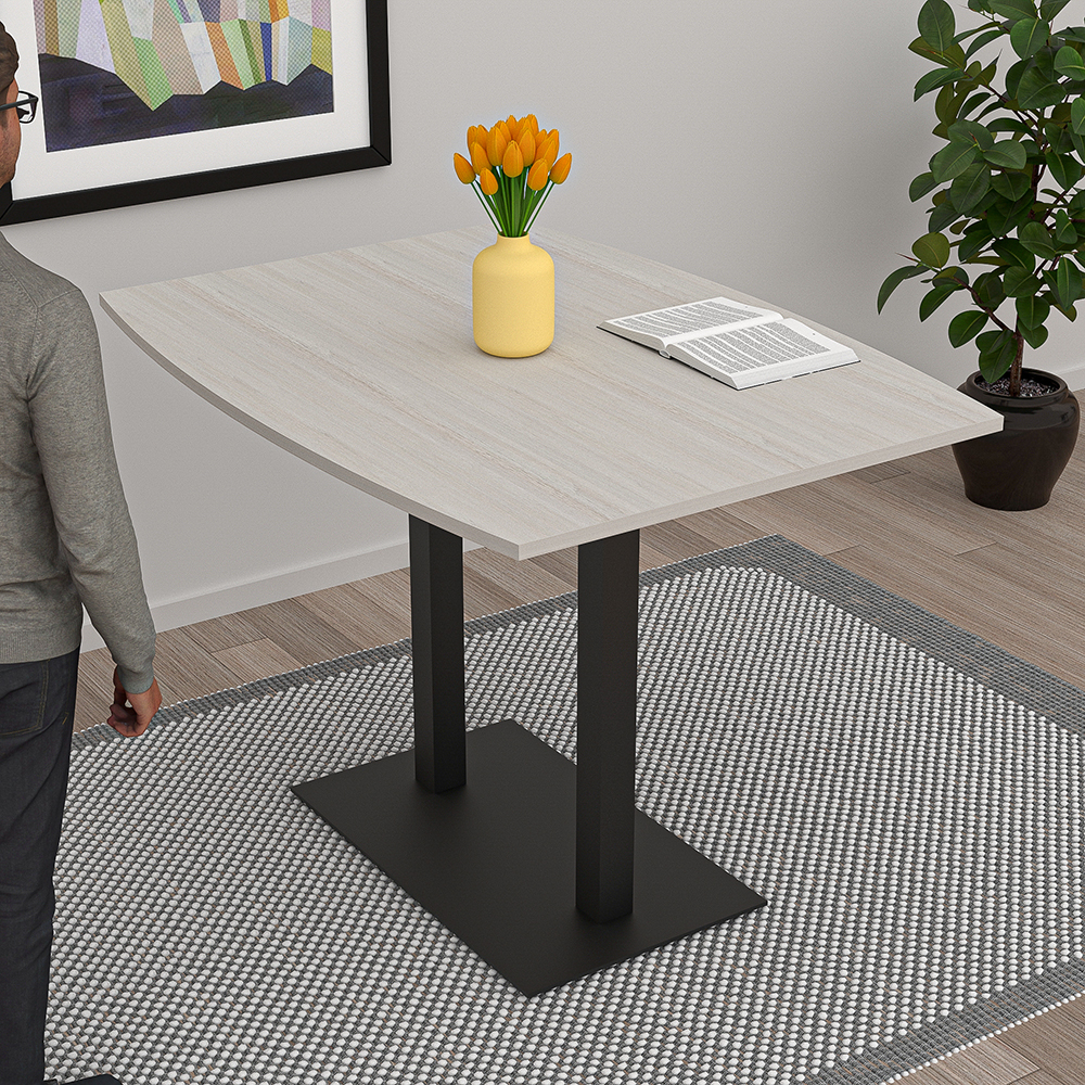 Harmony Series Bistro Height Office Table Boat Shape Double Post Base