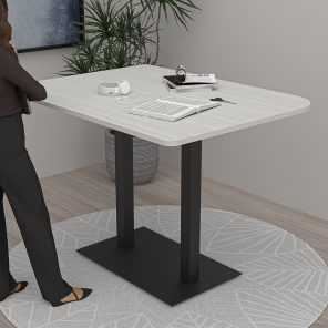 Harmony Series Bistro Height Office Table Dou Shape Double Post Base