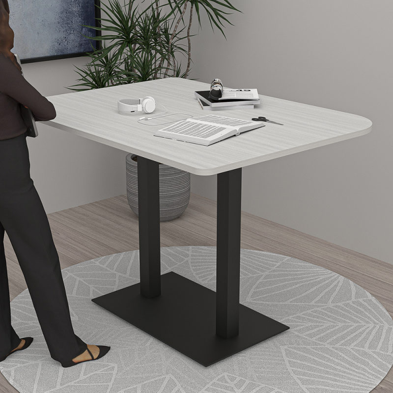 Harmony Series Bistro Height Office Table Dou Shape Double Post Base