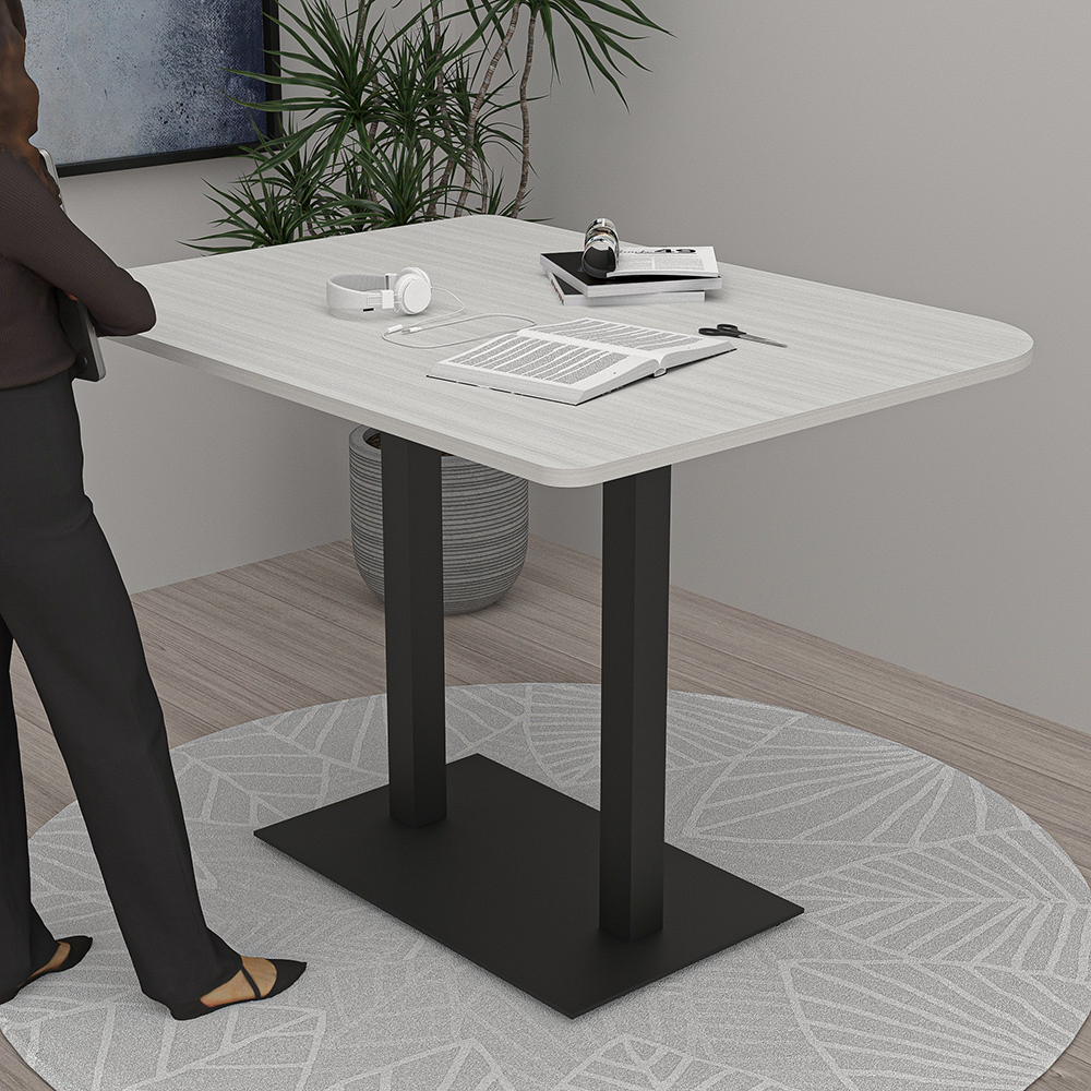 Harmony Series Bistro Height Office Table Dou Shape Double Post Base