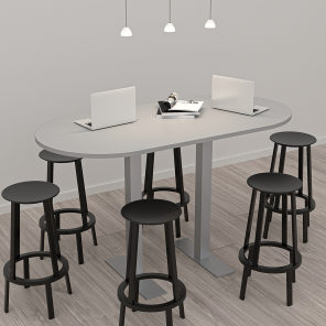Harmony Series Bistro Height Office Table 34x70 Racetrack Top T Bases
