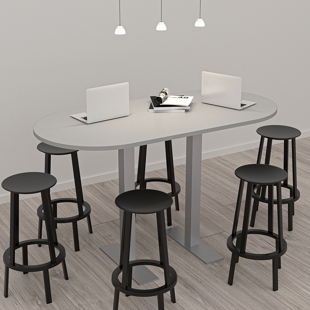 Harmony Series Bistro Height Office Table 34x70 Racetrack Top T Bases