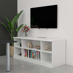 Sol Series Laminate Credenza Open Shelves Scene