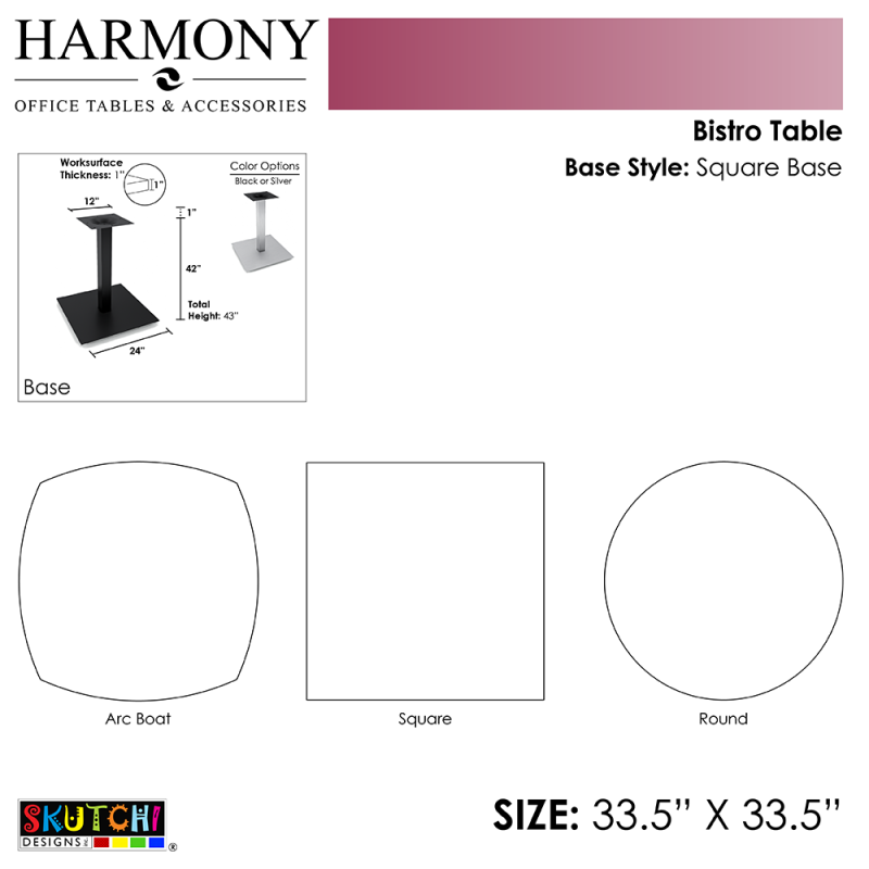Bistro Table 34x34 Square Base Spec Sheet