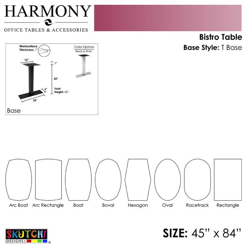 Bistro Table 46x84 T Base Spec Sheet