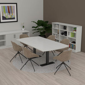 Conference Room Set featuring a Table, Credenza, Bookshelves