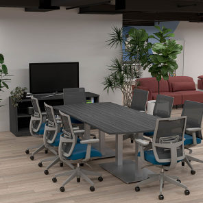 8' Arc Rectangle Harmony Conference Table Open Shelf Sol Credenza Bundle