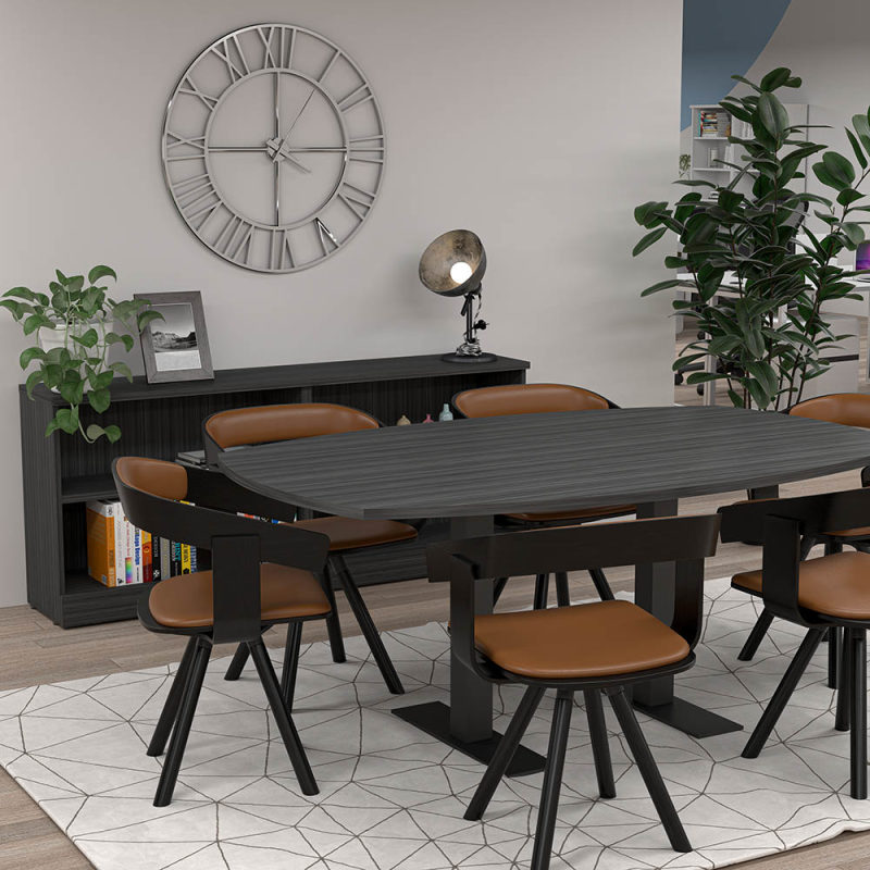 Small Conference Room Bundle 4x6 Arc Boat Table 2 Bookcases