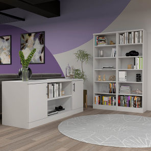 Sol Series Credenza And 2 Bookshelves Storage Bundle