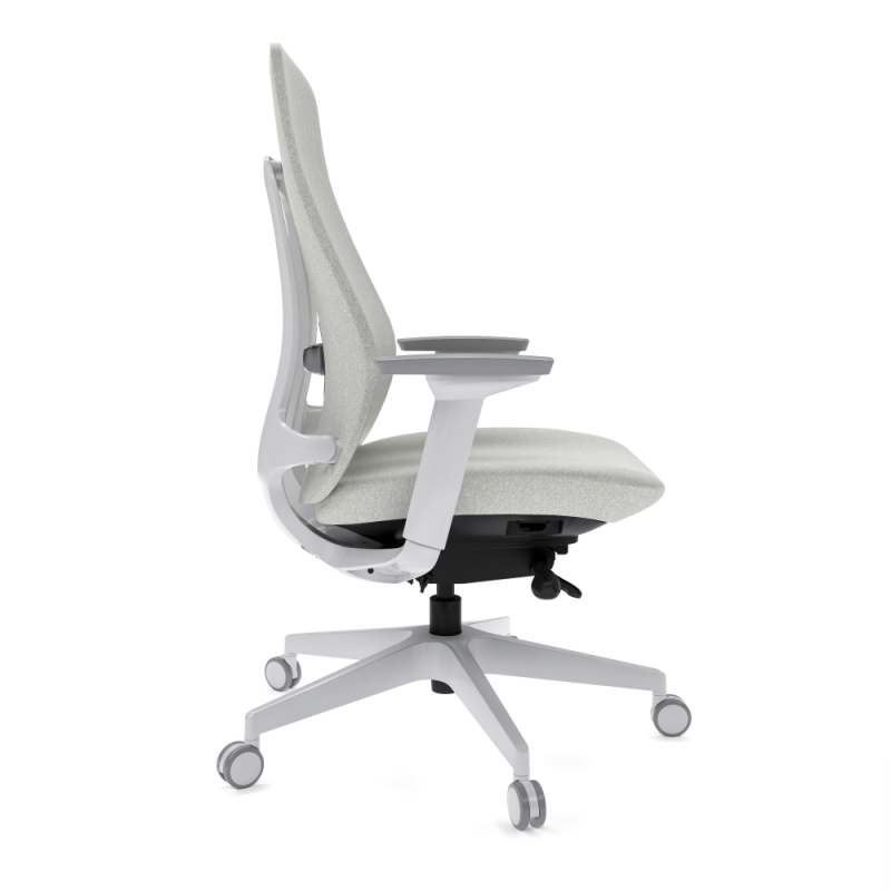 Ergi Ergonomic Office Chair Silver Fabric Side View
